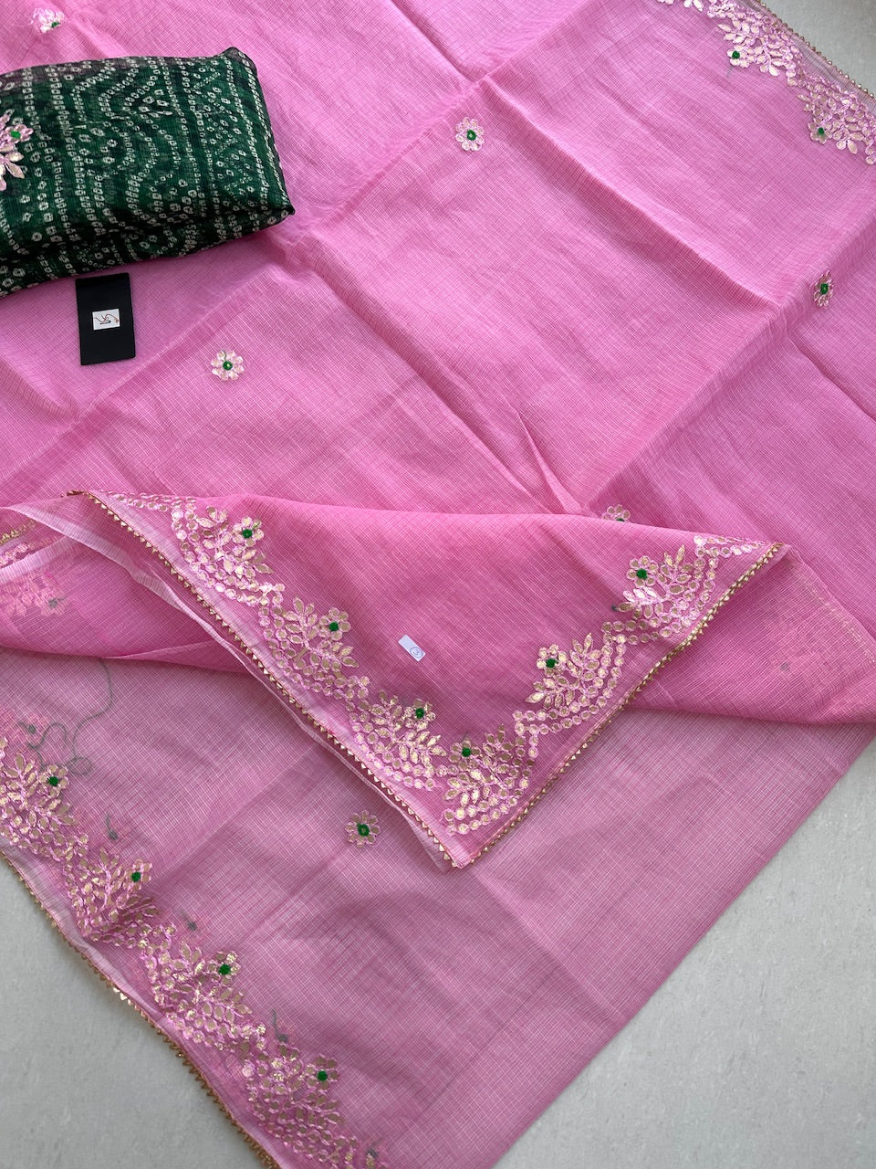 Jaipuri Gota Patti Embroidered Kota Cotton Doria Saree