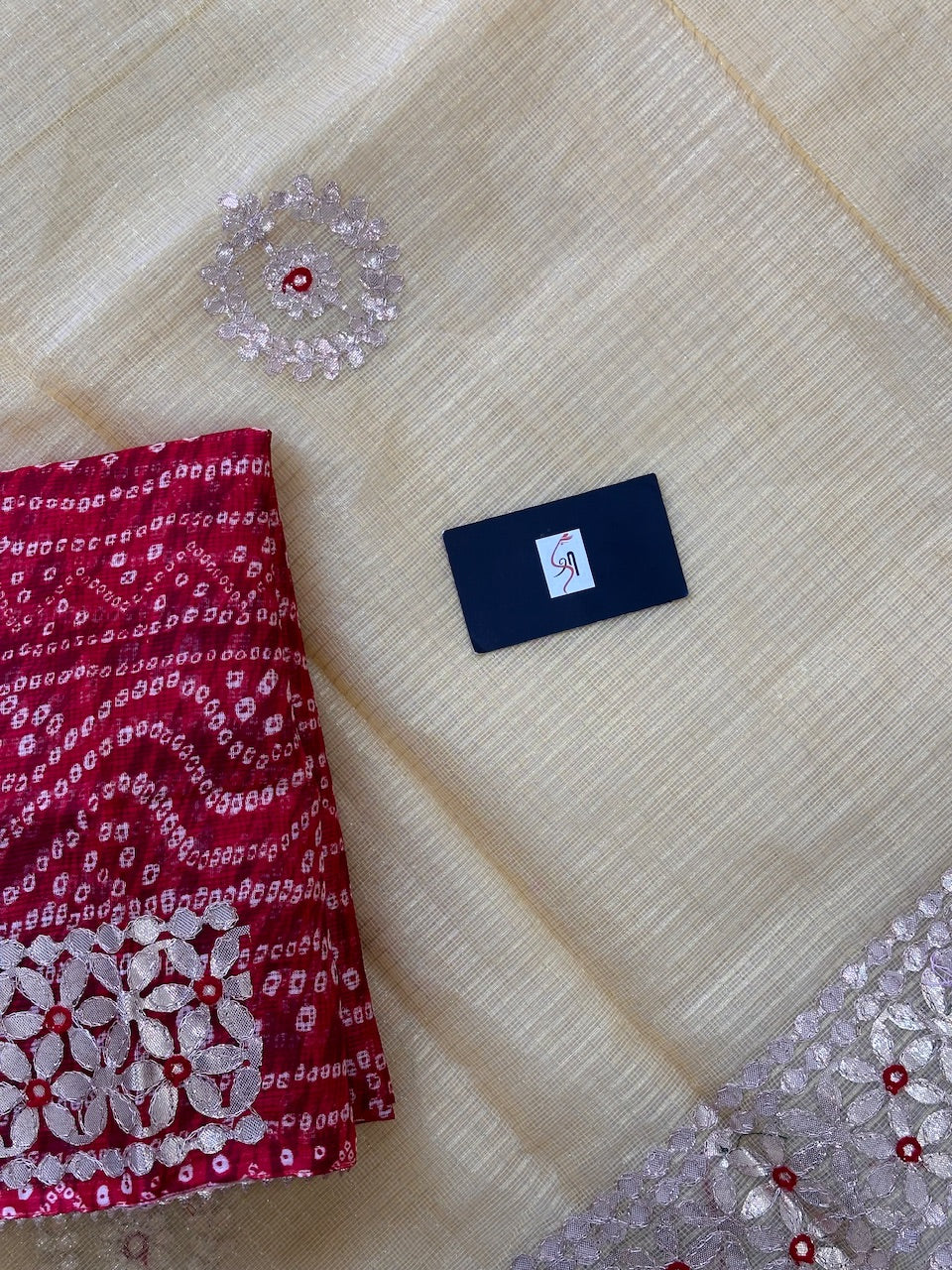 Jaipuri Gota Patti Embroidered Kota Cotton Tissue Doria Saree