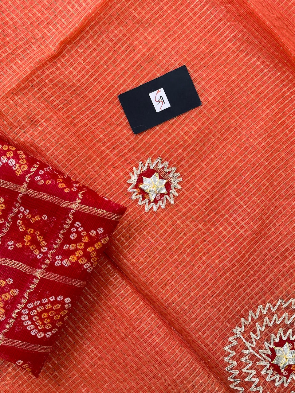 Jaipuri Gota Patti Embroidered Kota Tissue Cotton Doria Saree