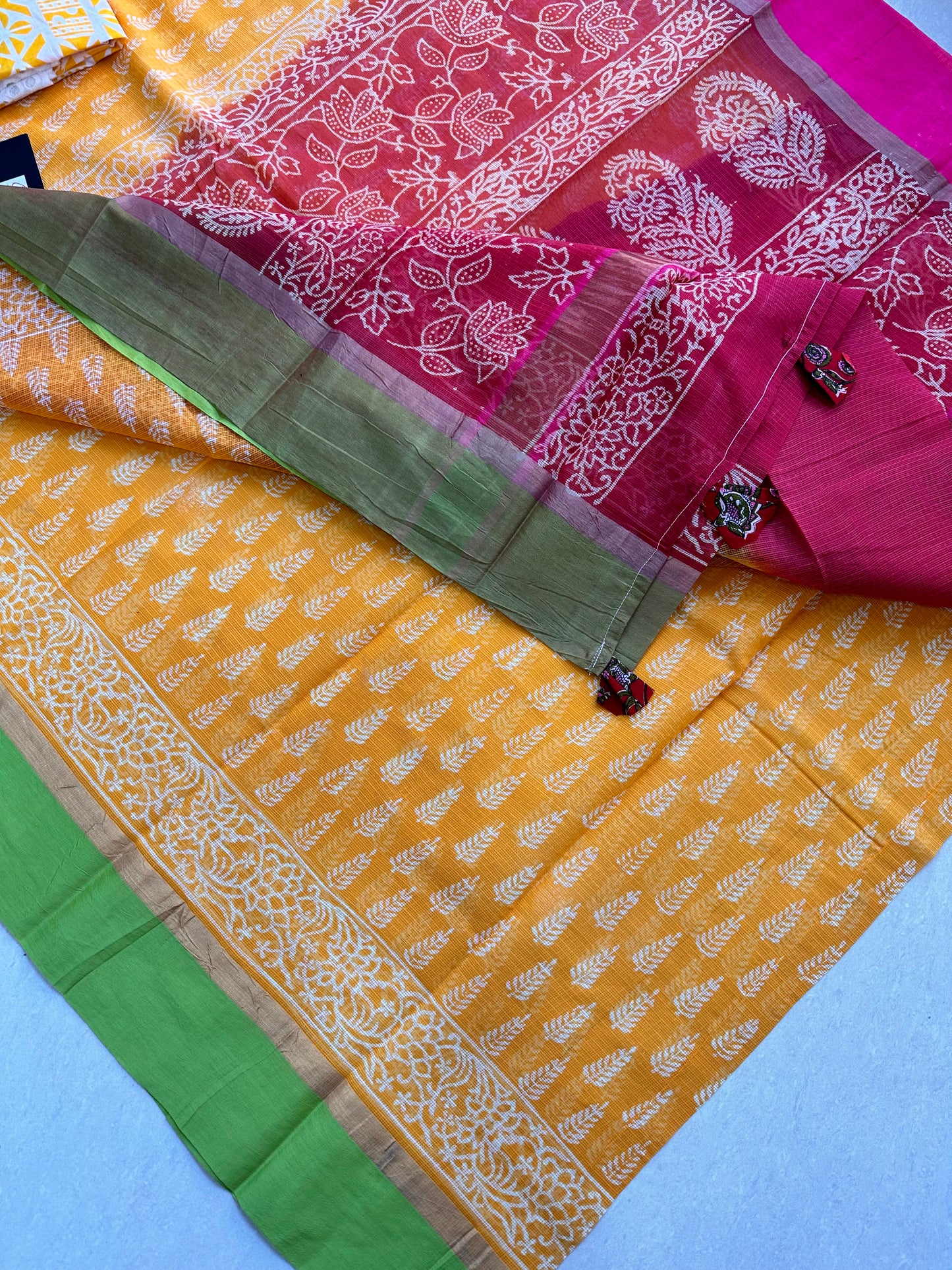 Pure HandBlock Printed Kota Cotton Doria Saree