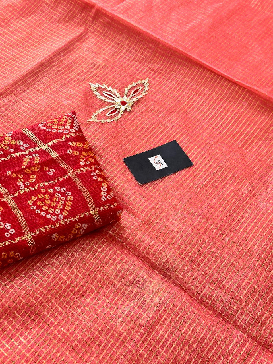 Jaipuri Gota Patti Embroidered Kota Cotton Tissue Doria Saree