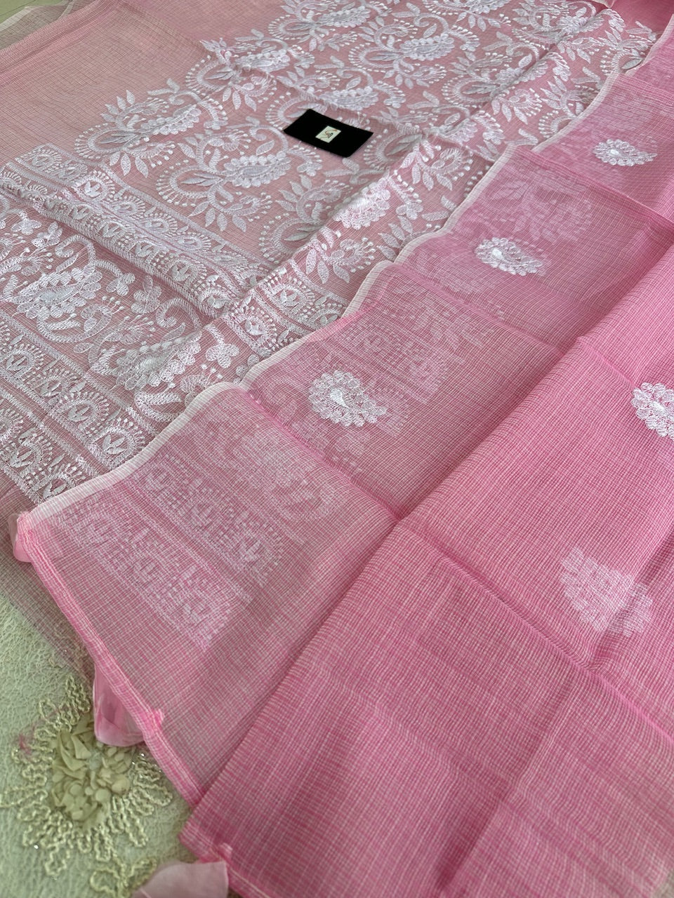 Embroidered Kota Cotton Doria Top N Dupatta (Suit)