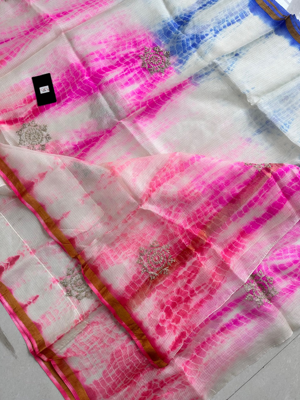 Pure Pitta Embroidered Kota Silk Saree