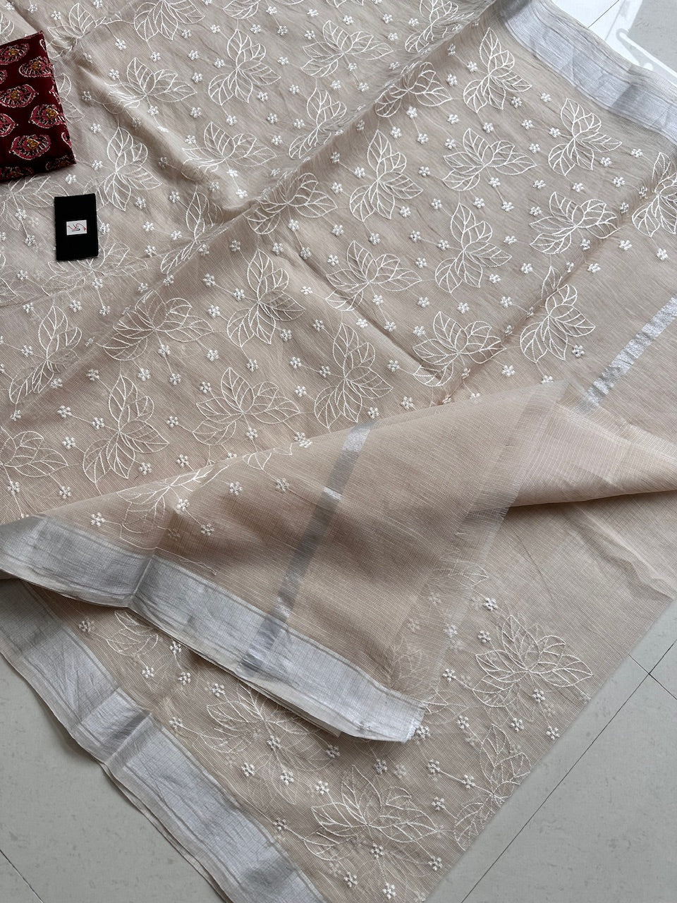 Embroidered Kota Cotton Doria Saree