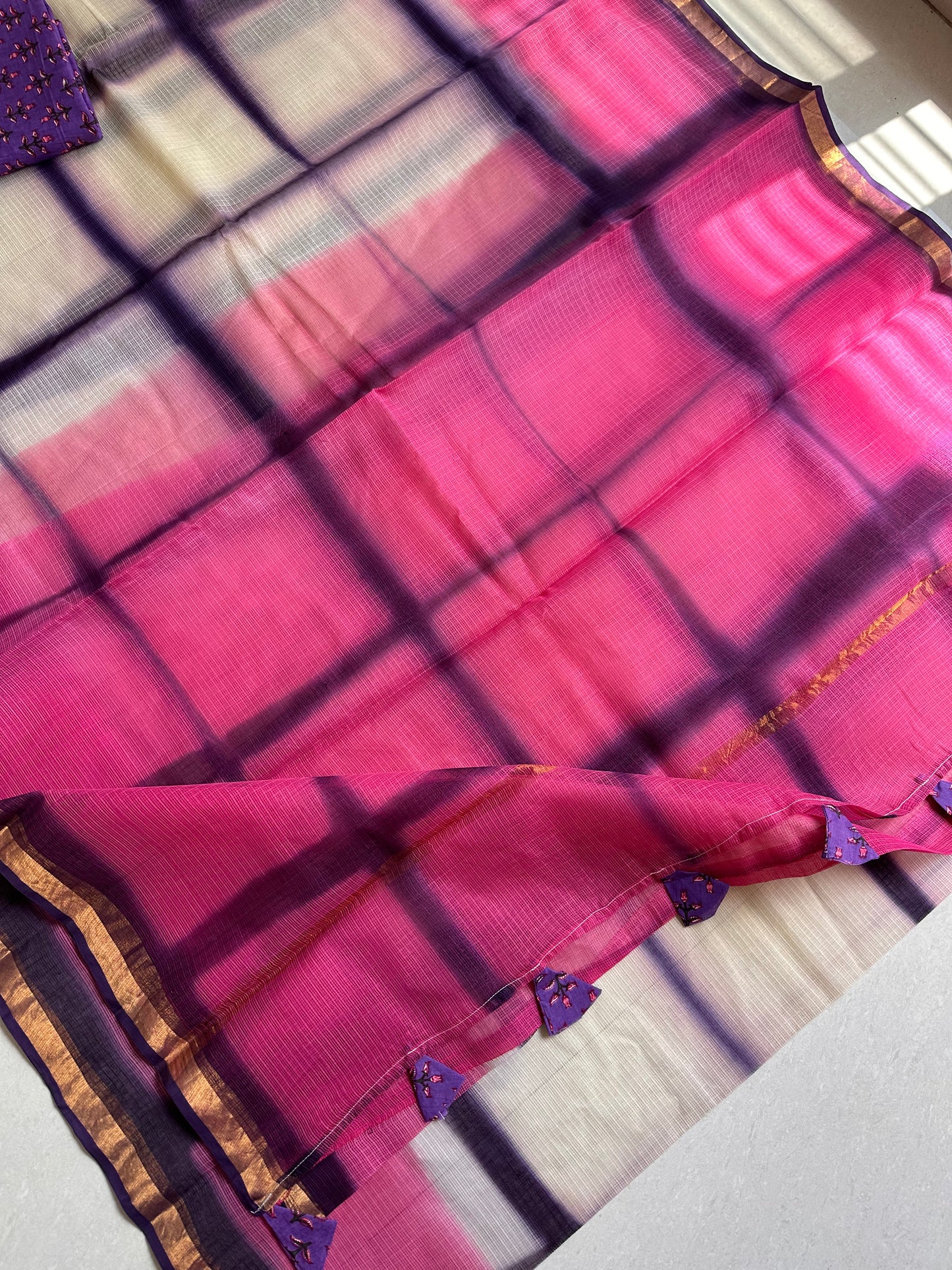 HandBlock Printed Pure Cotton Doria Saree