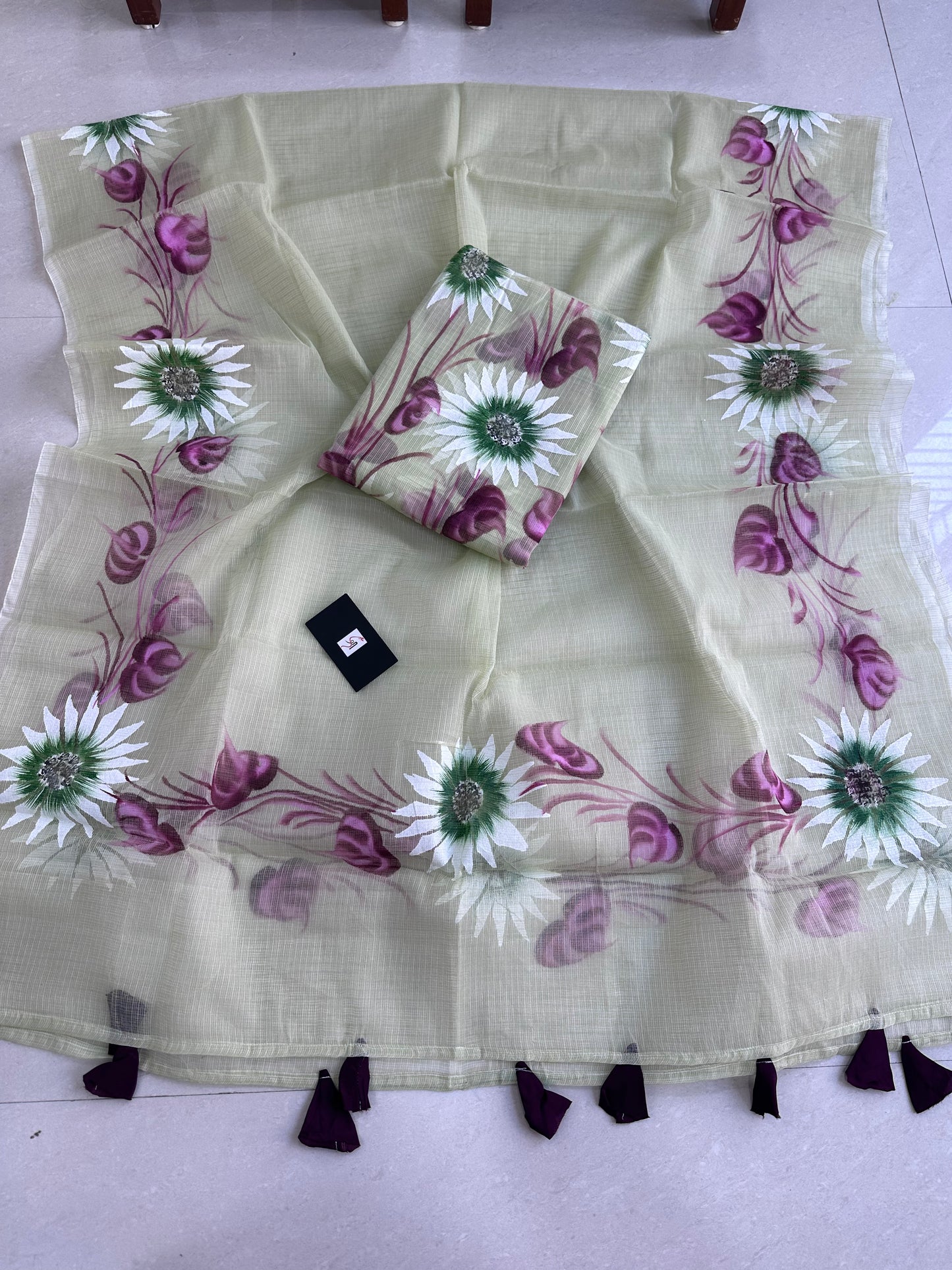 Hand painted Kota Doria Cotton Top  n Dupatta