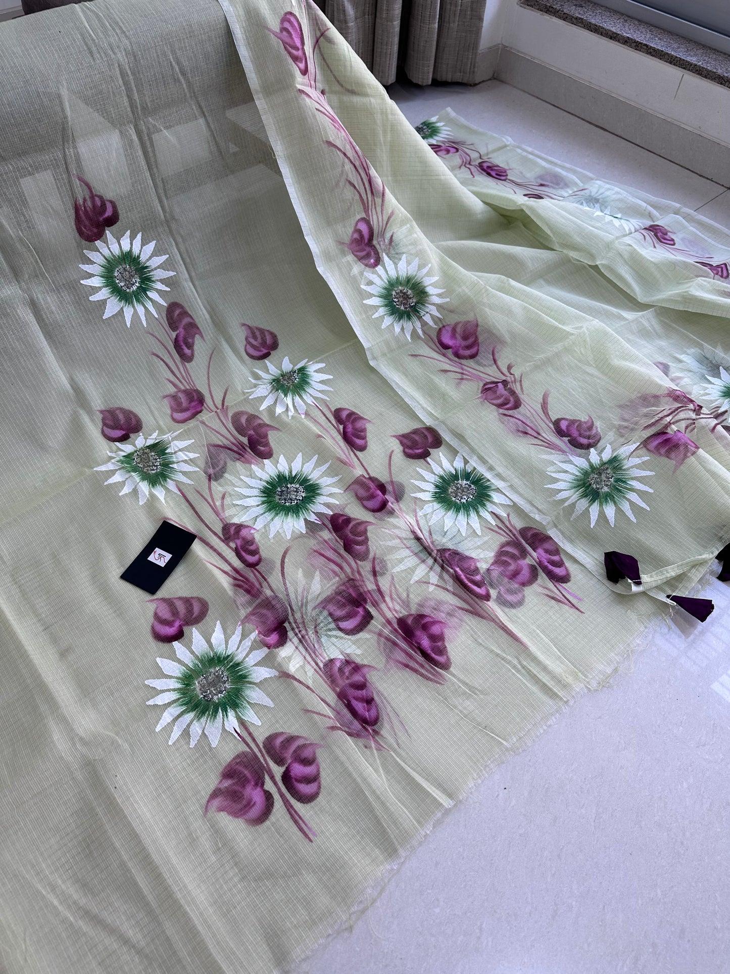 Hand painted Kota Doria Cotton Top  n Dupatta