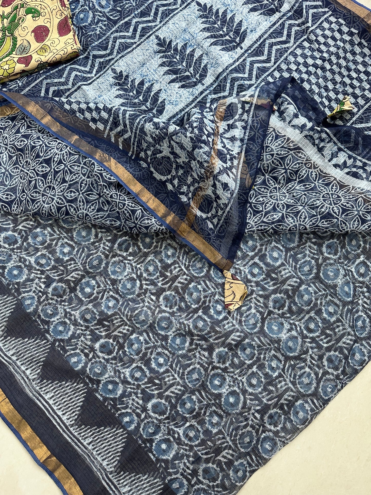 HandBlock Printed Pure Kota Cotton Doria Saree