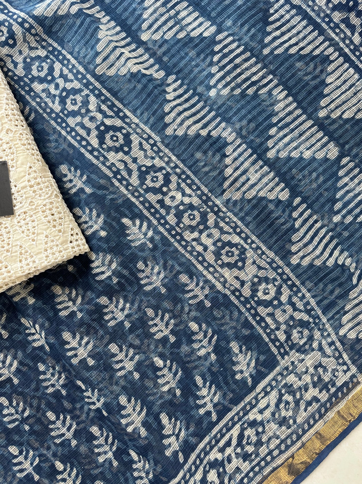 HandBlock Printed Pure Kota Cotton Doria Saree