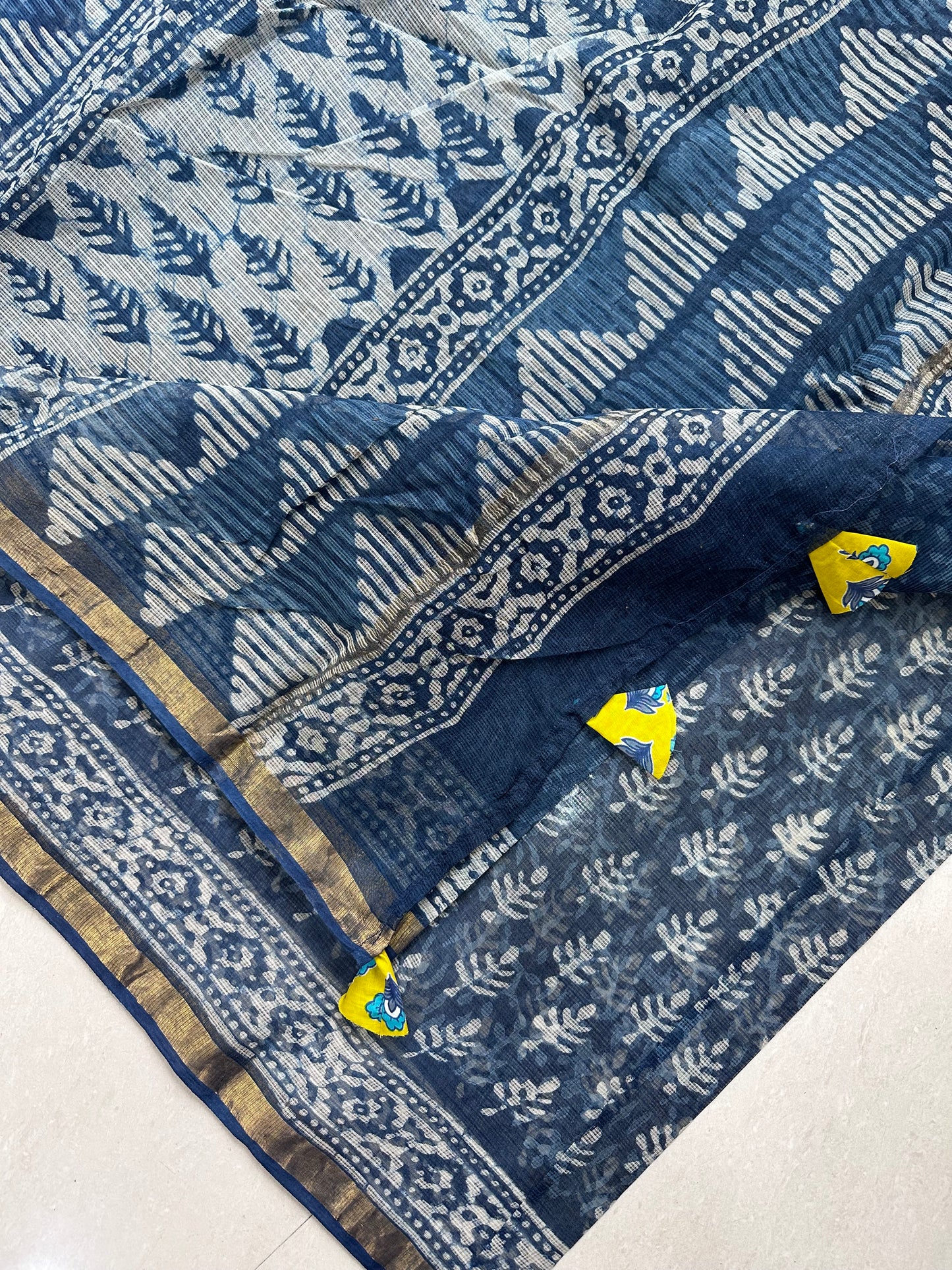 HandBlock Printed Pure Kota Cotton Doria Saree