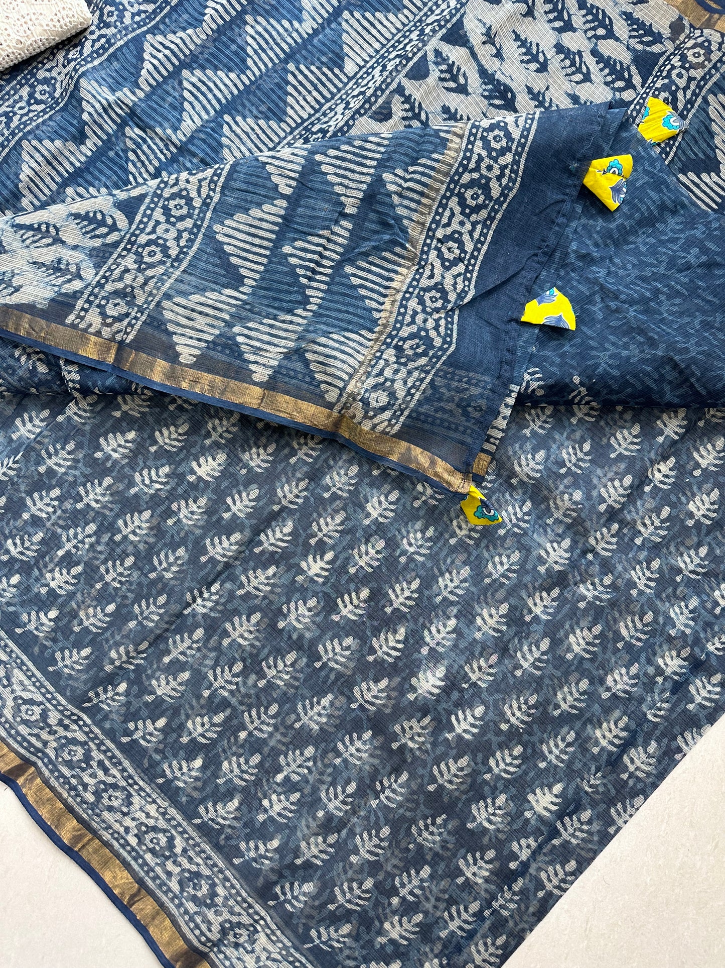 HandBlock Printed Pure Kota Cotton Doria Saree