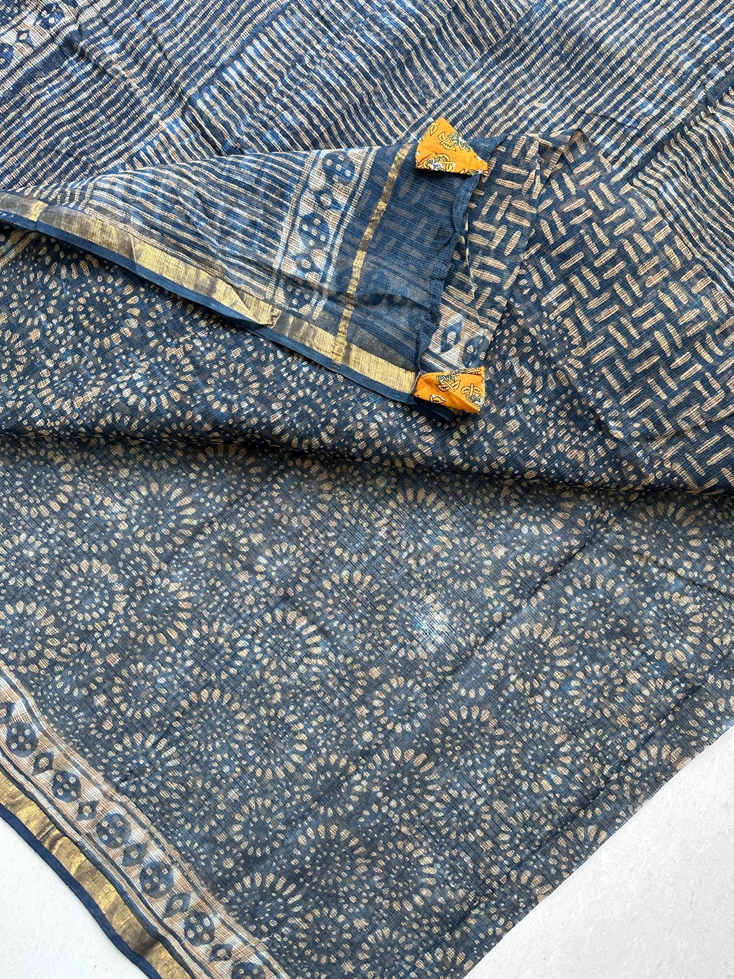 HandBlock Printed Pure Kota Cotton Doria Saree