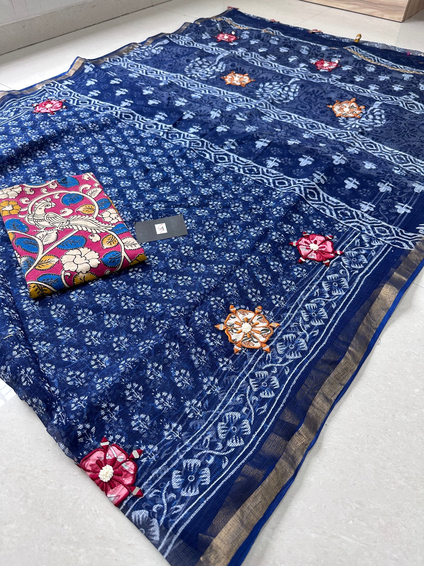 HandBlock Printed Pure Kota Cotton Doria Saree