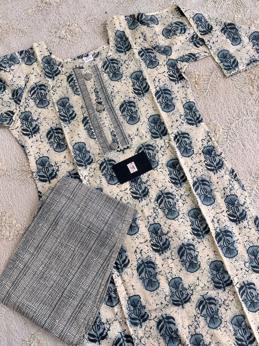 Pure HandBlock Printed Cotton Kurta n Pant Set