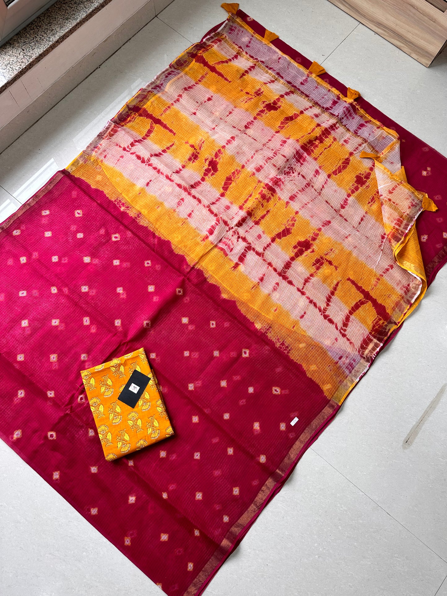 HandBlock Printed Pure Kota Cotton Doria Saree