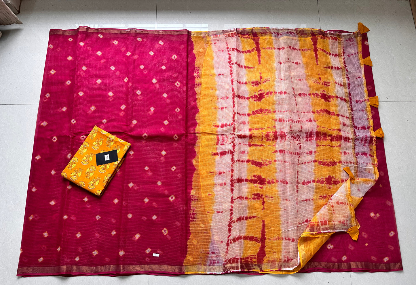 HandBlock Printed Pure Kota Cotton Doria Saree