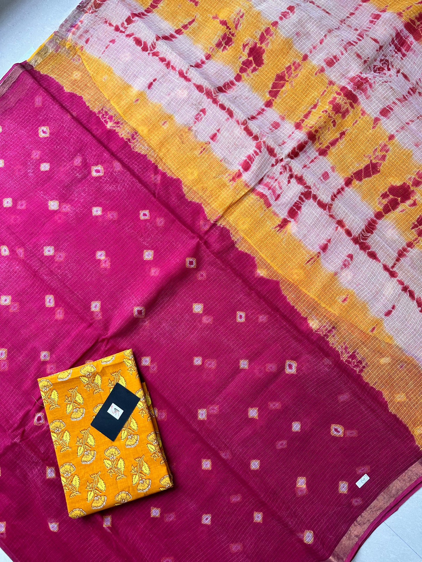 HandBlock Printed Pure Kota Cotton Doria Saree