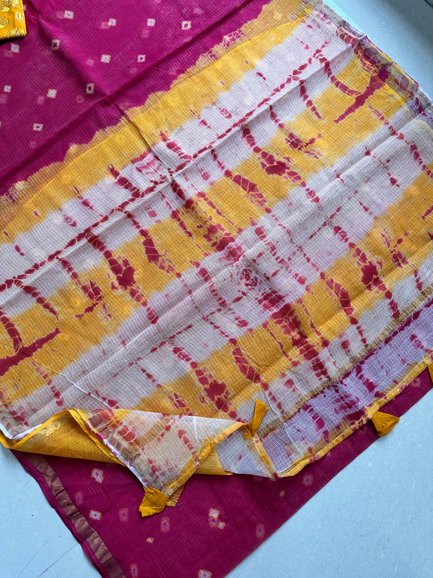 HandBlock Printed Pure Kota Cotton Doria Saree