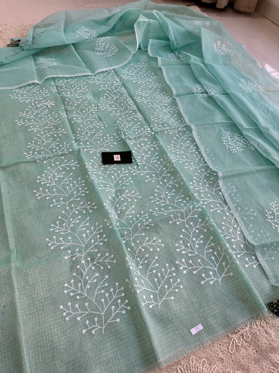 Embroidered Kota Cotton Doria Top N Dupatta (Suit)