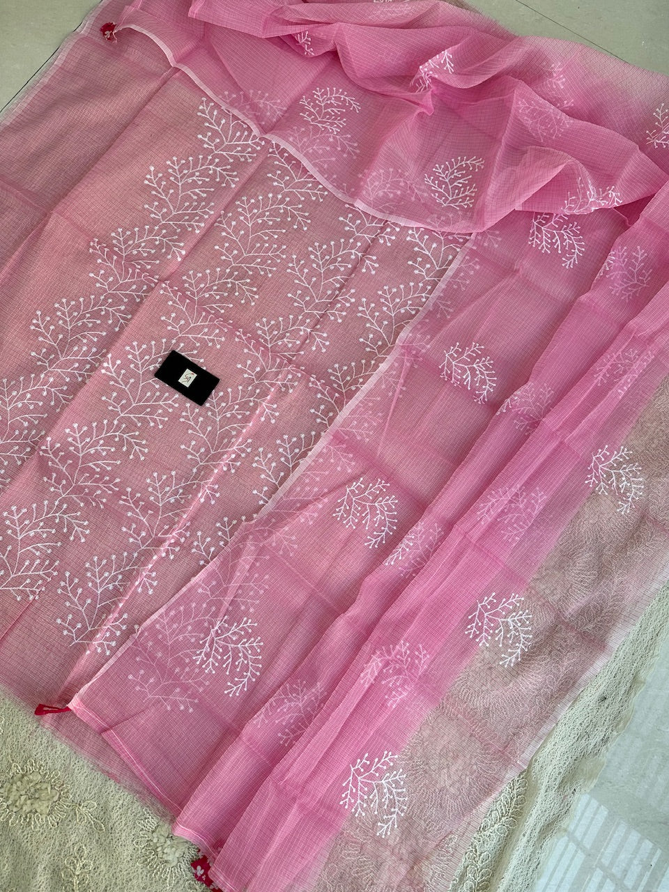 Embroidered Kota Cotton Doria Top N Dupatta (Suit)