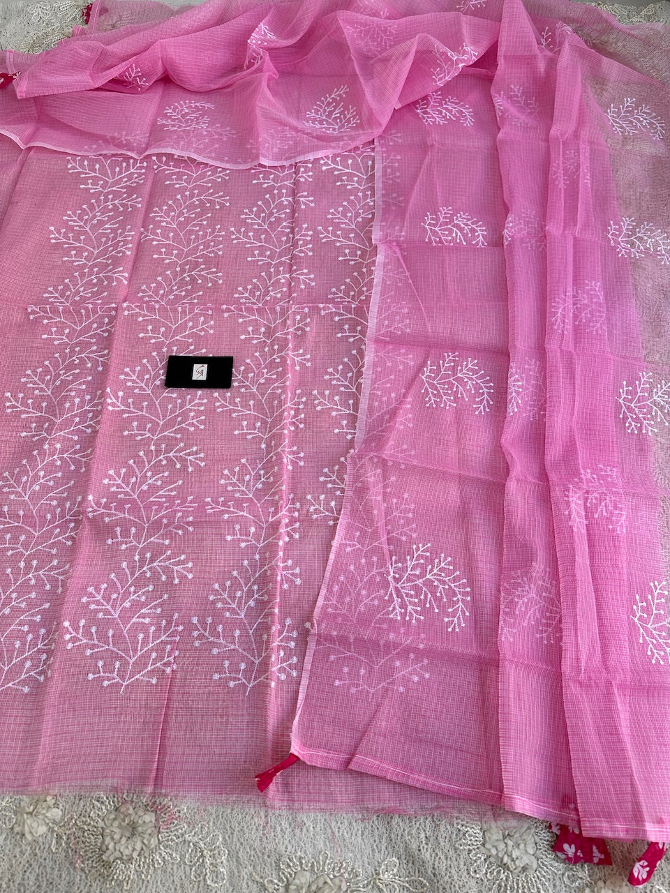 Embroidered Kota Cotton Doria Top N Dupatta (Suit)