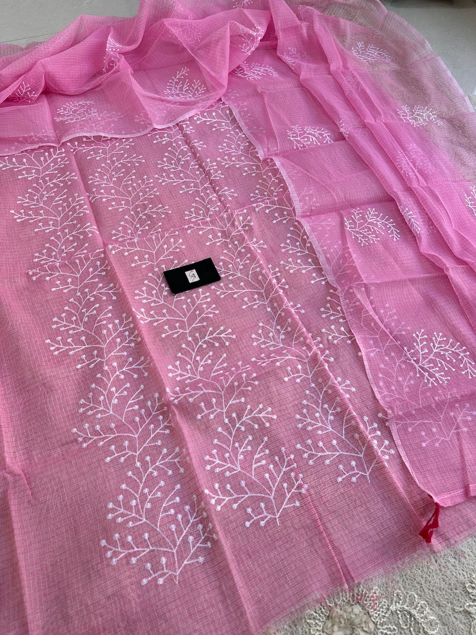 Embroidered Kota Cotton Doria Top N Dupatta (Suit)