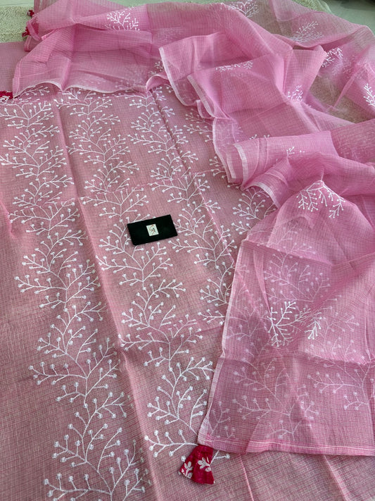 Embroidered Kota Cotton Doria Top N Dupatta (Suit)