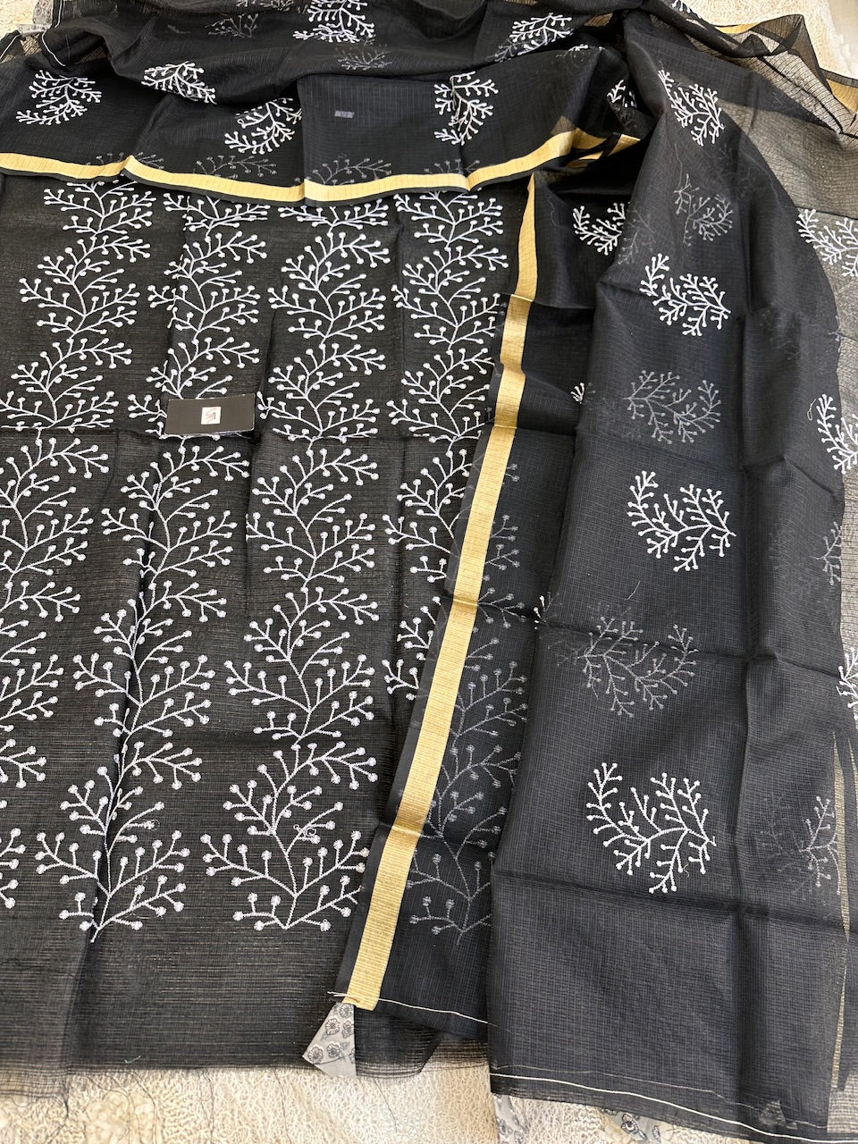 Embroidered Kota Cotton Doria Top N Dupatta (Suit)