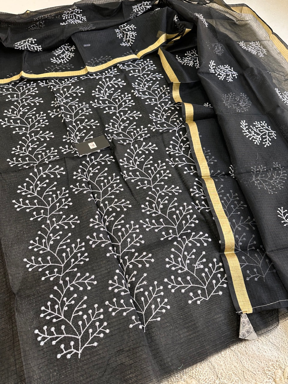 Embroidered Kota Cotton Doria Top N Dupatta (Suit)