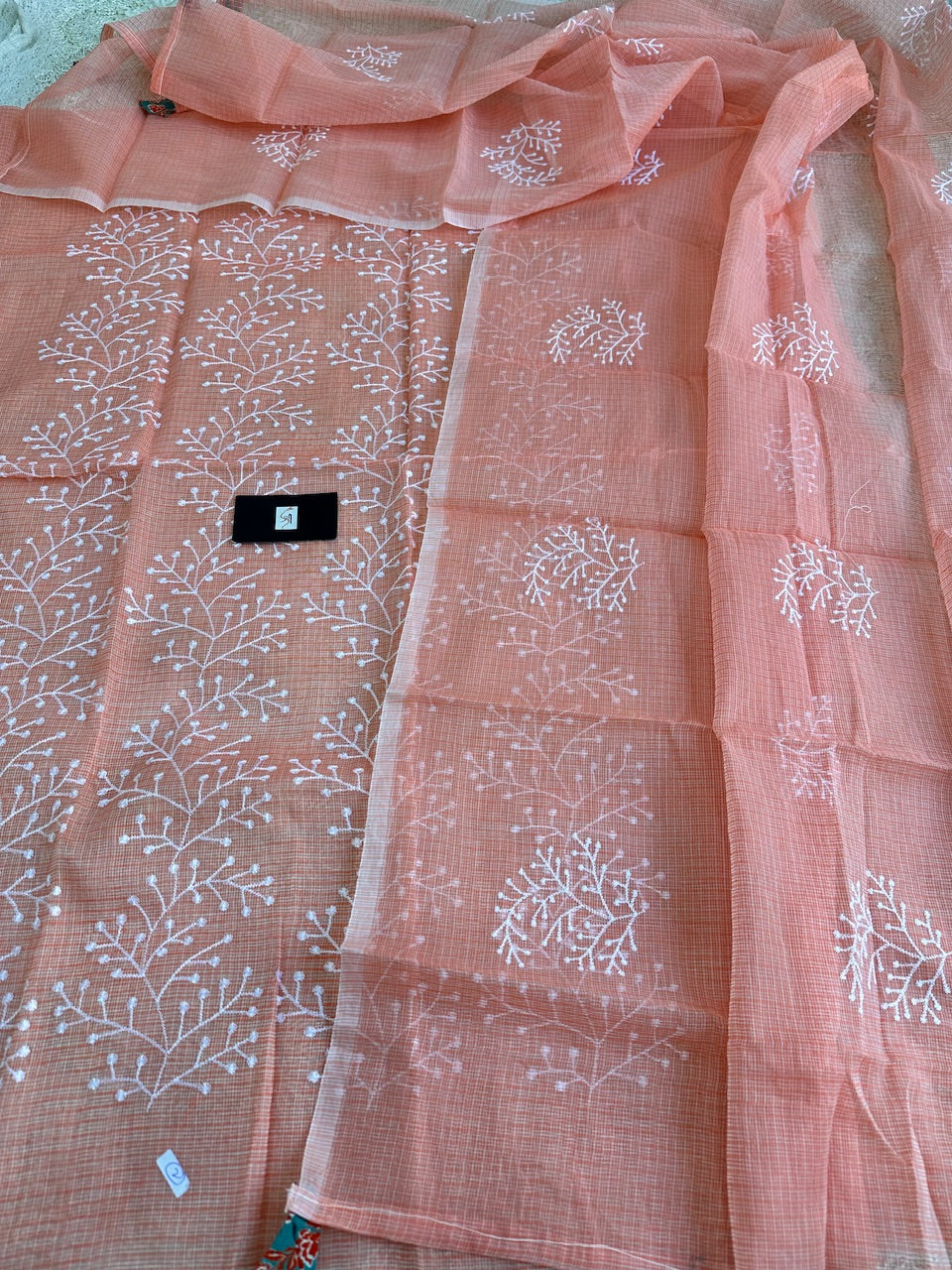 Embroidered Kota Cotton Doria Top N Dupatta (Suit)