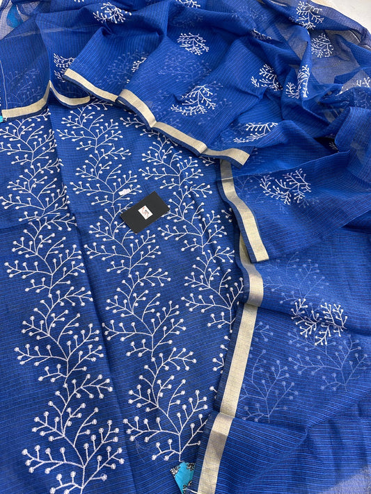 Embroidered Kota Cotton Doria Top N Dupatta (Suit)