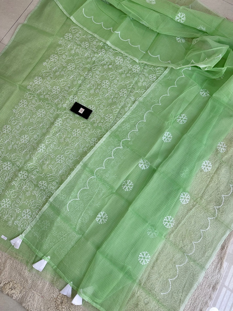 Embroidered Kota Cotton Doria Top N Dupatta (Suit)