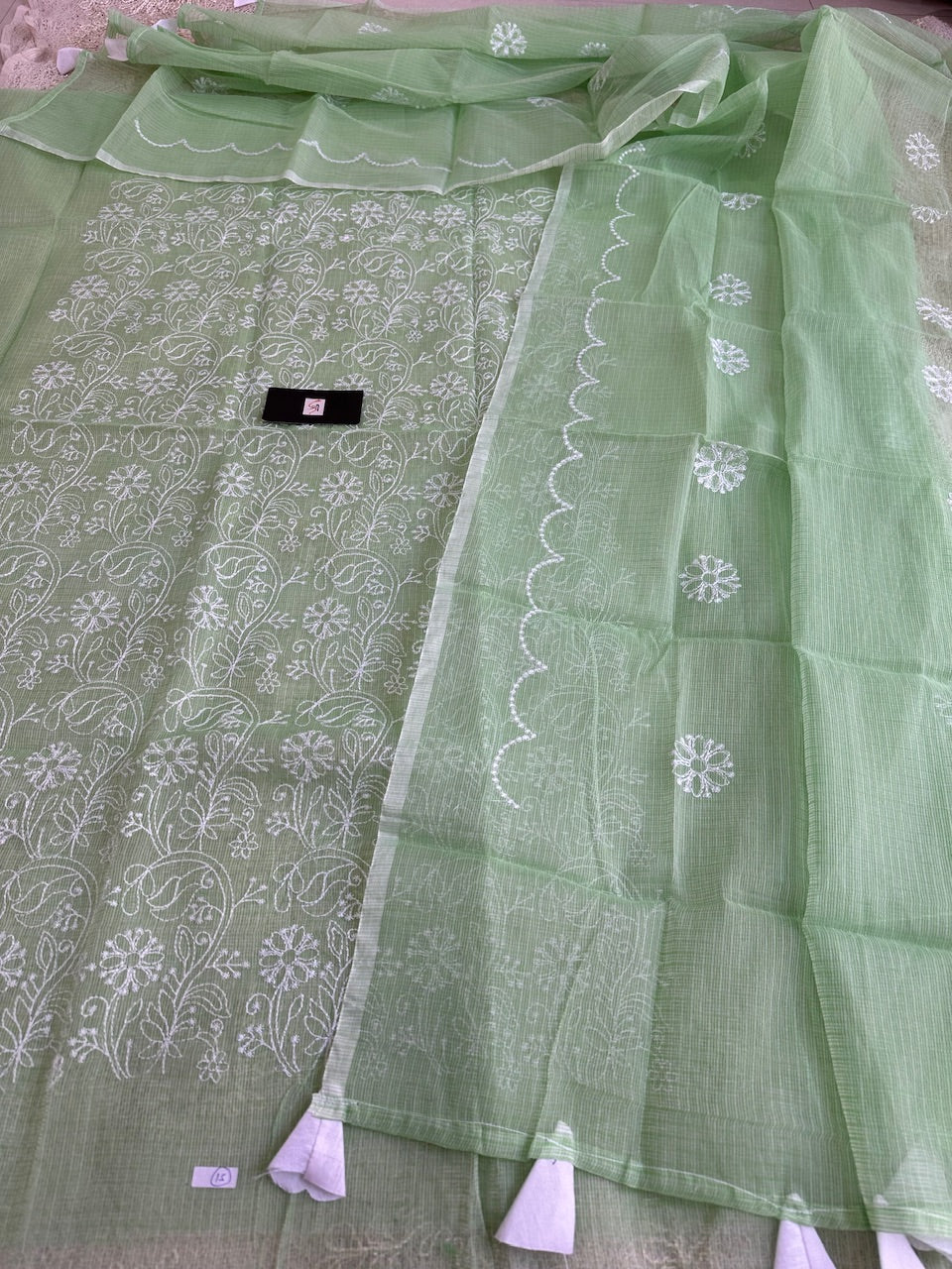 Embroidered Kota Cotton Doria Top N Dupatta (Suit)