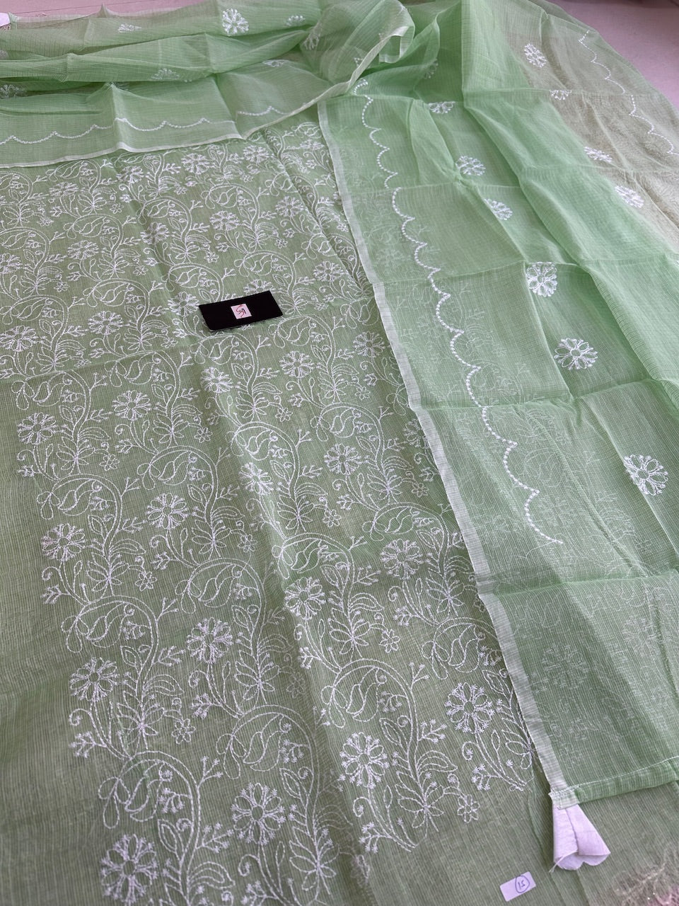 Embroidered Kota Cotton Doria Top N Dupatta (Suit)