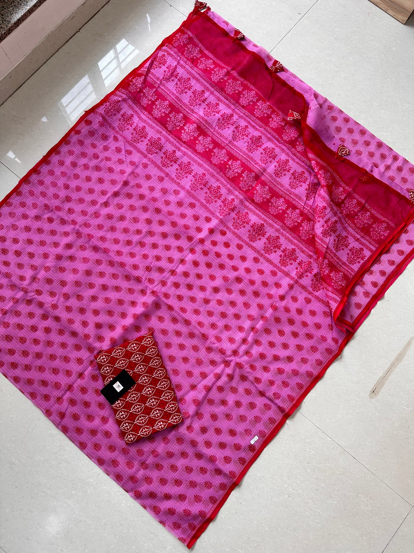 HandBlock Printed Pure Kota Cotton Doria Saree