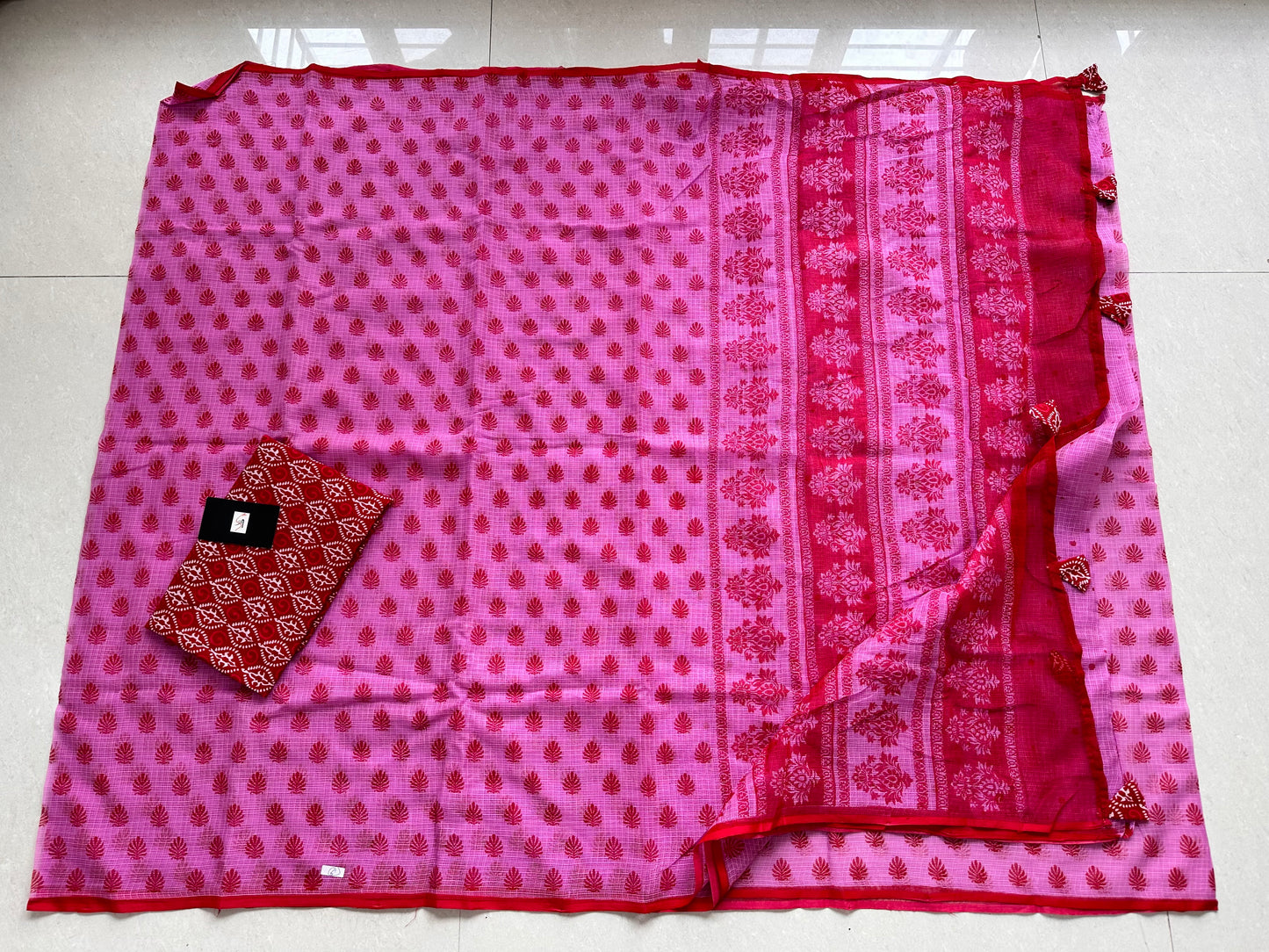 HandBlock Printed Pure Kota Cotton Doria Saree