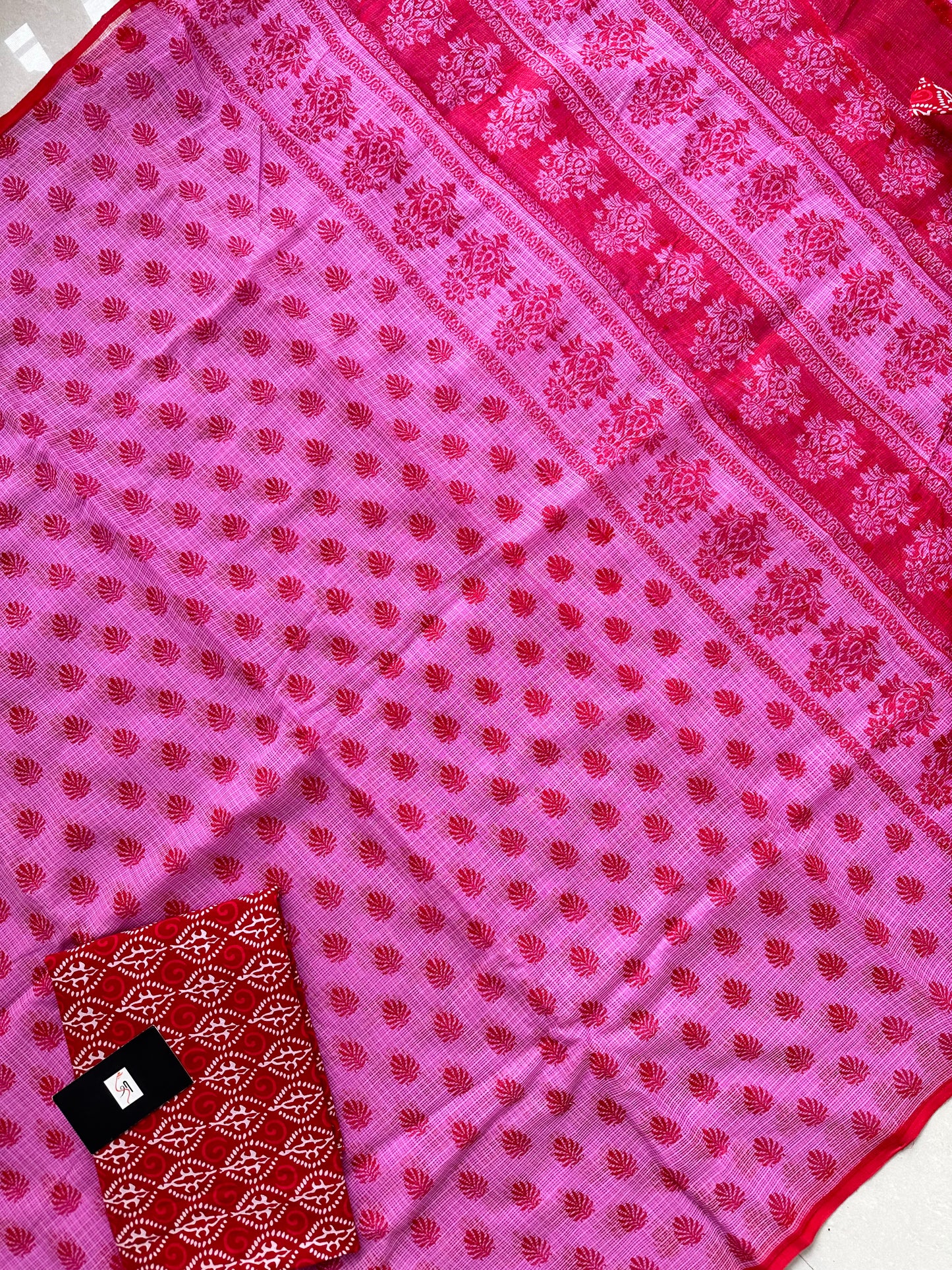 HandBlock Printed Pure Kota Cotton Doria Saree