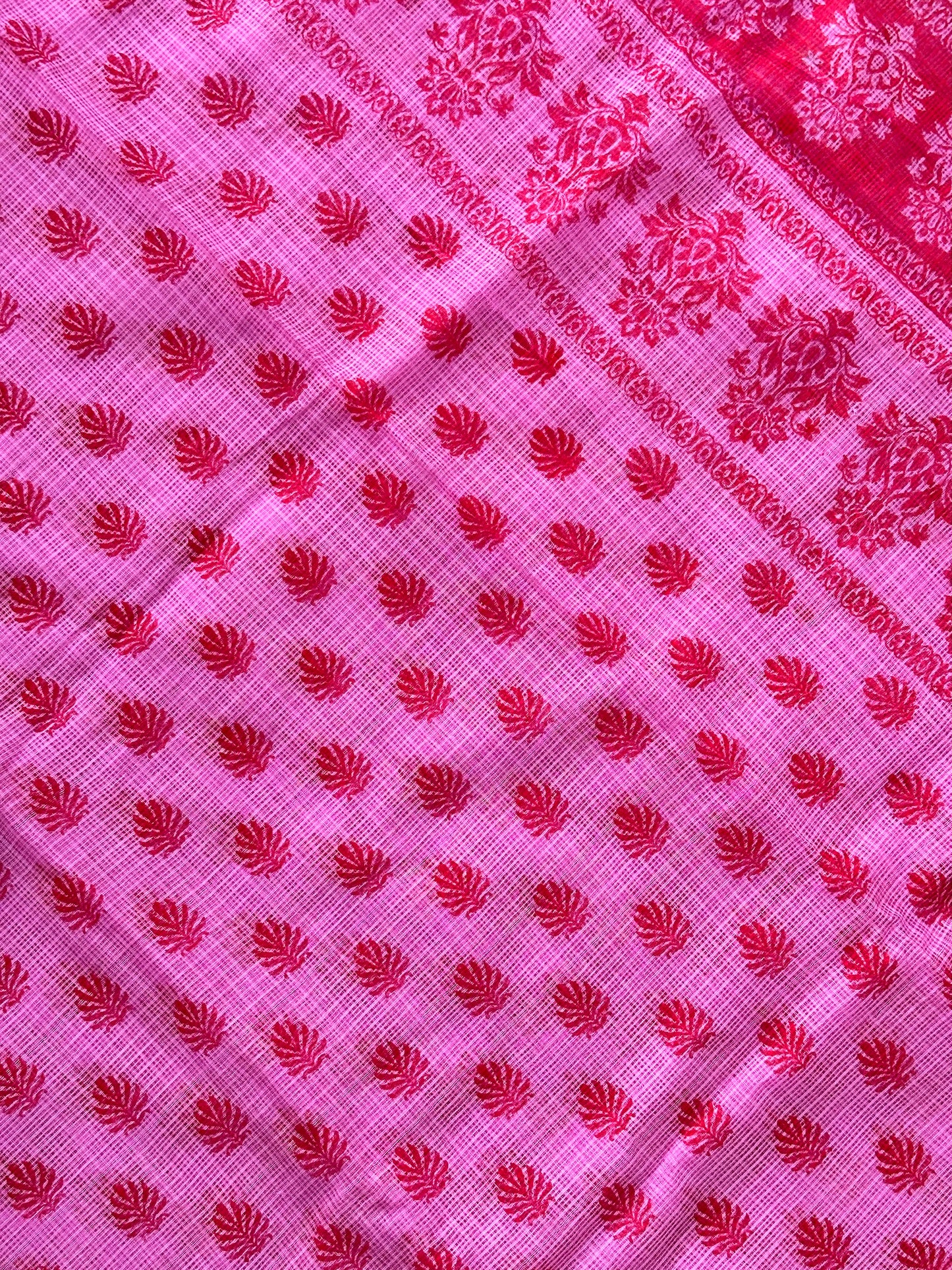 HandBlock Printed Pure Kota Cotton Doria Saree