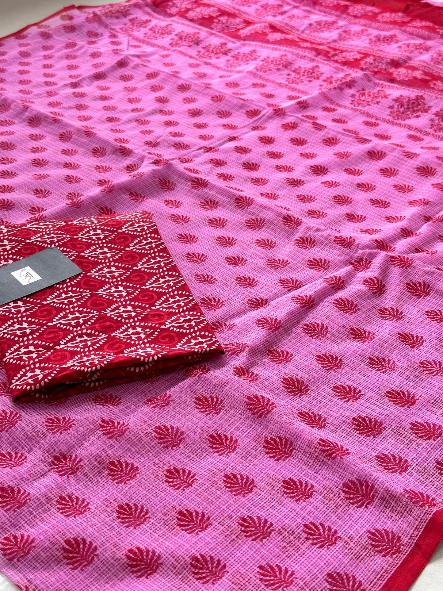 HandBlock Printed Pure Kota Cotton Doria Saree