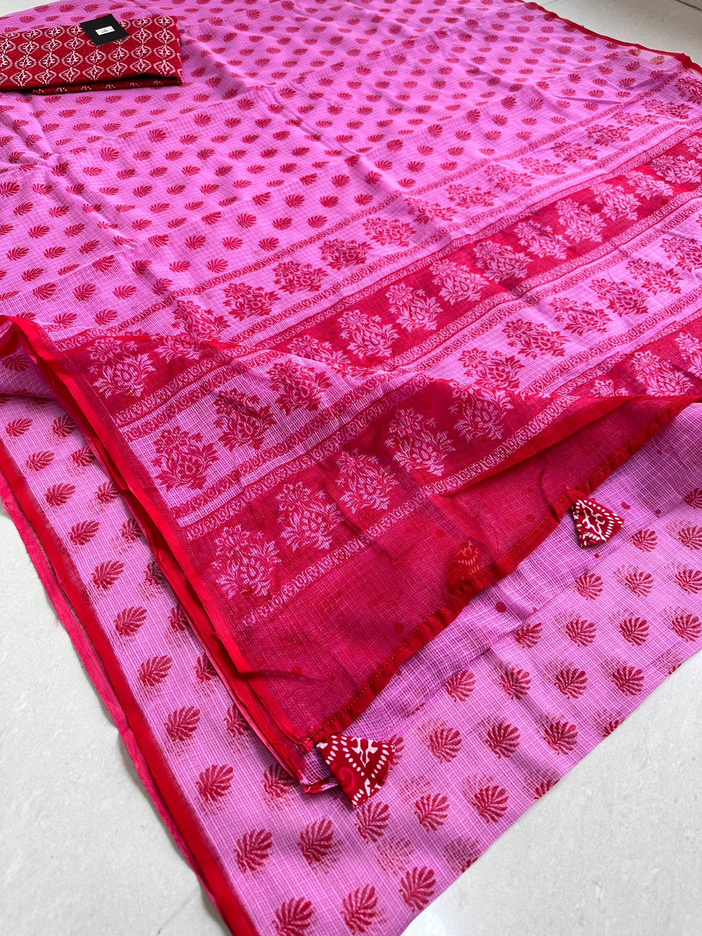 HandBlock Printed Pure Kota Cotton Doria Saree