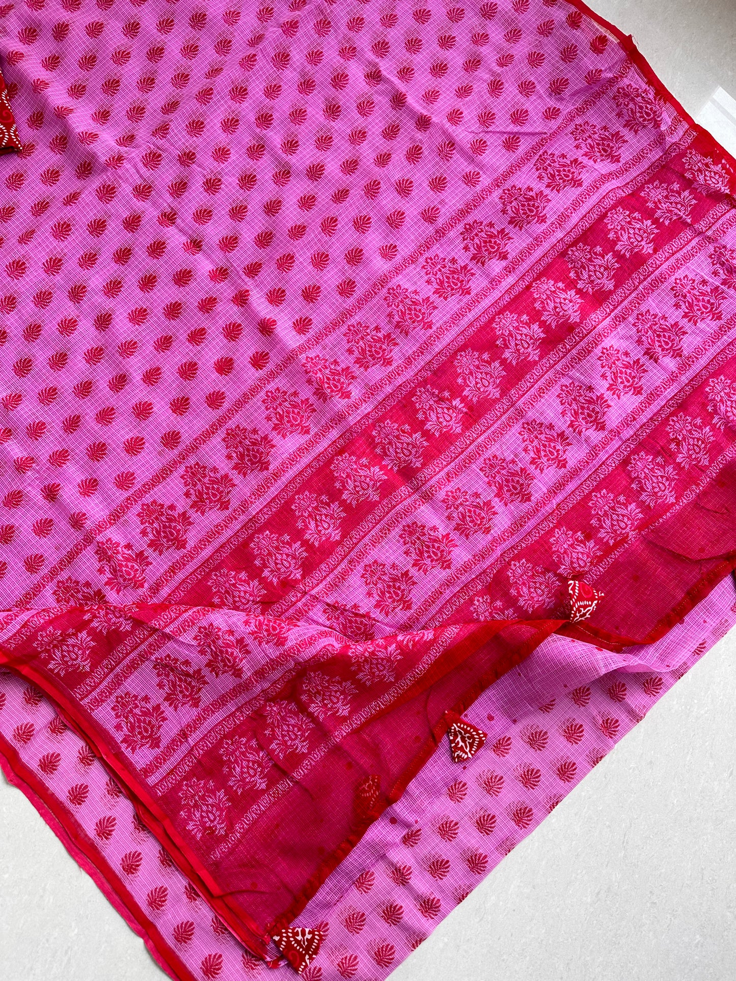 HandBlock Printed Pure Kota Cotton Doria Saree