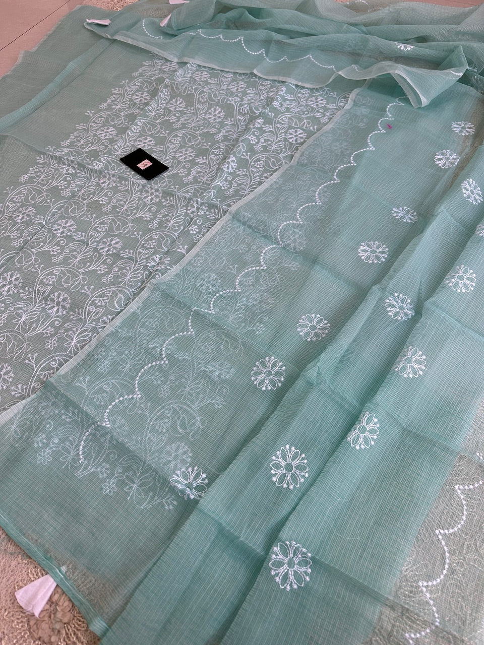 Embroidered Kota Cotton Doria Top N Dupatta (Suit)