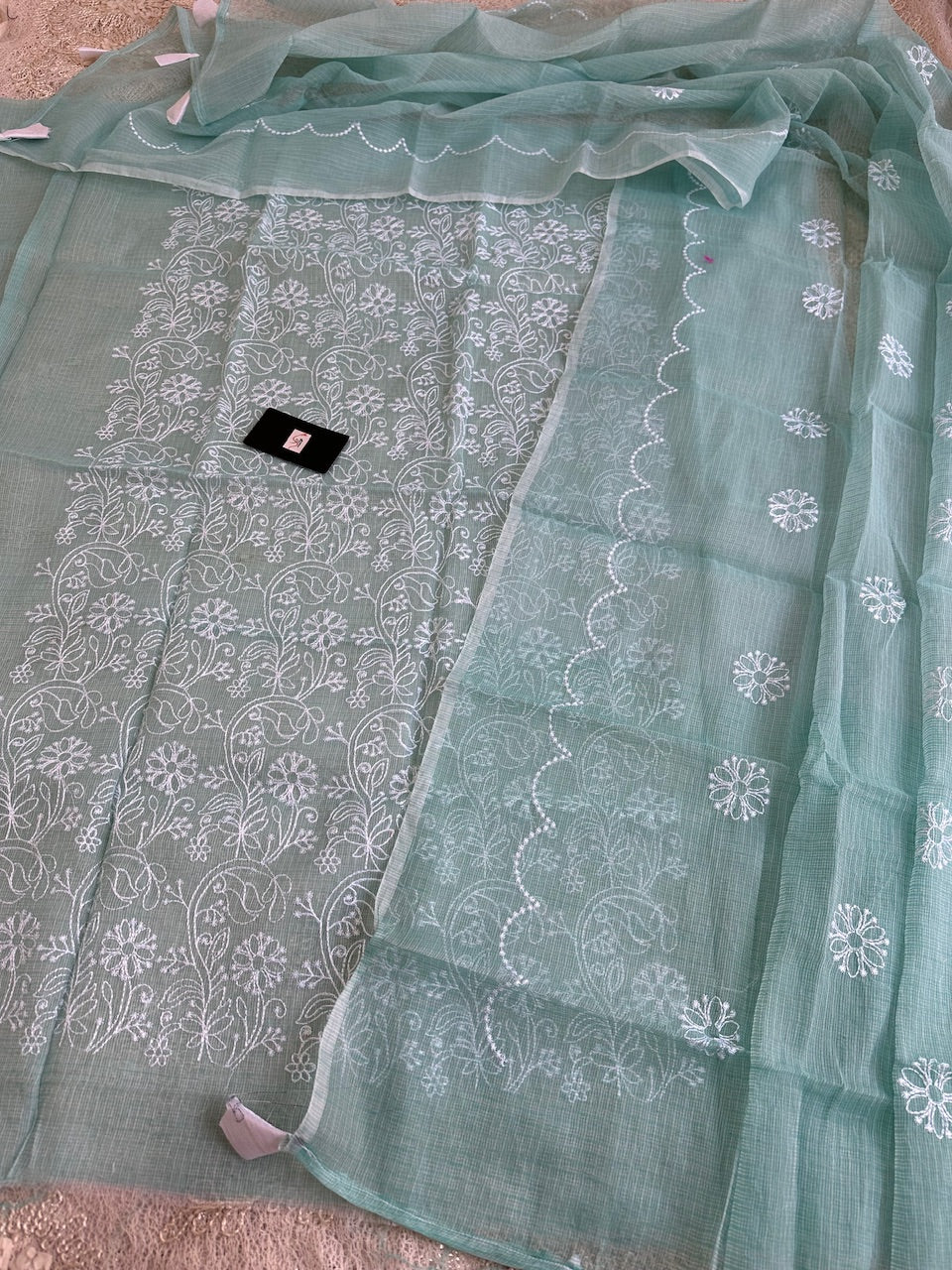 Embroidered Kota Cotton Doria Top N Dupatta (Suit)