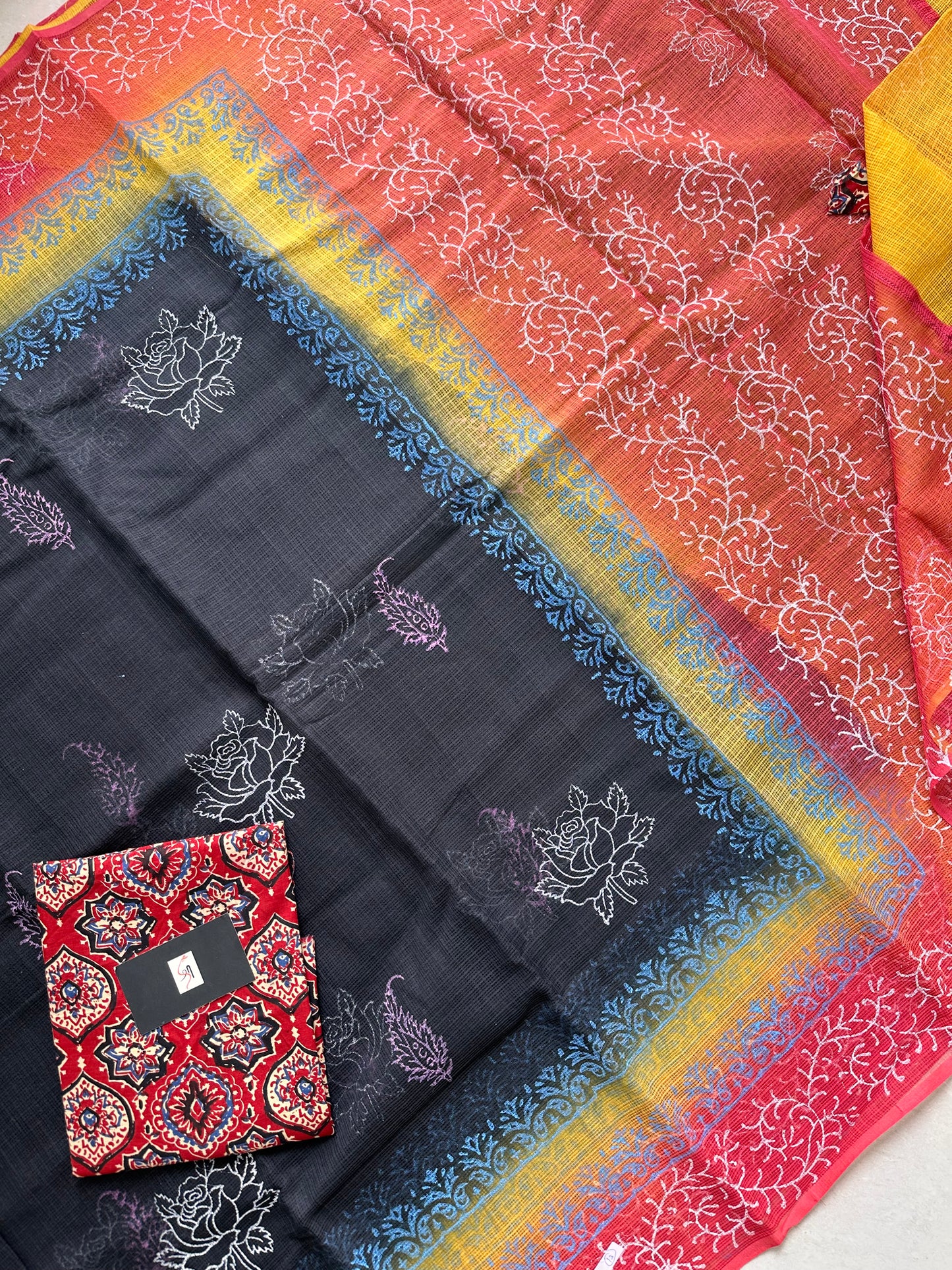 HandBlock Printed Pure Kota Cotton Doria Saree