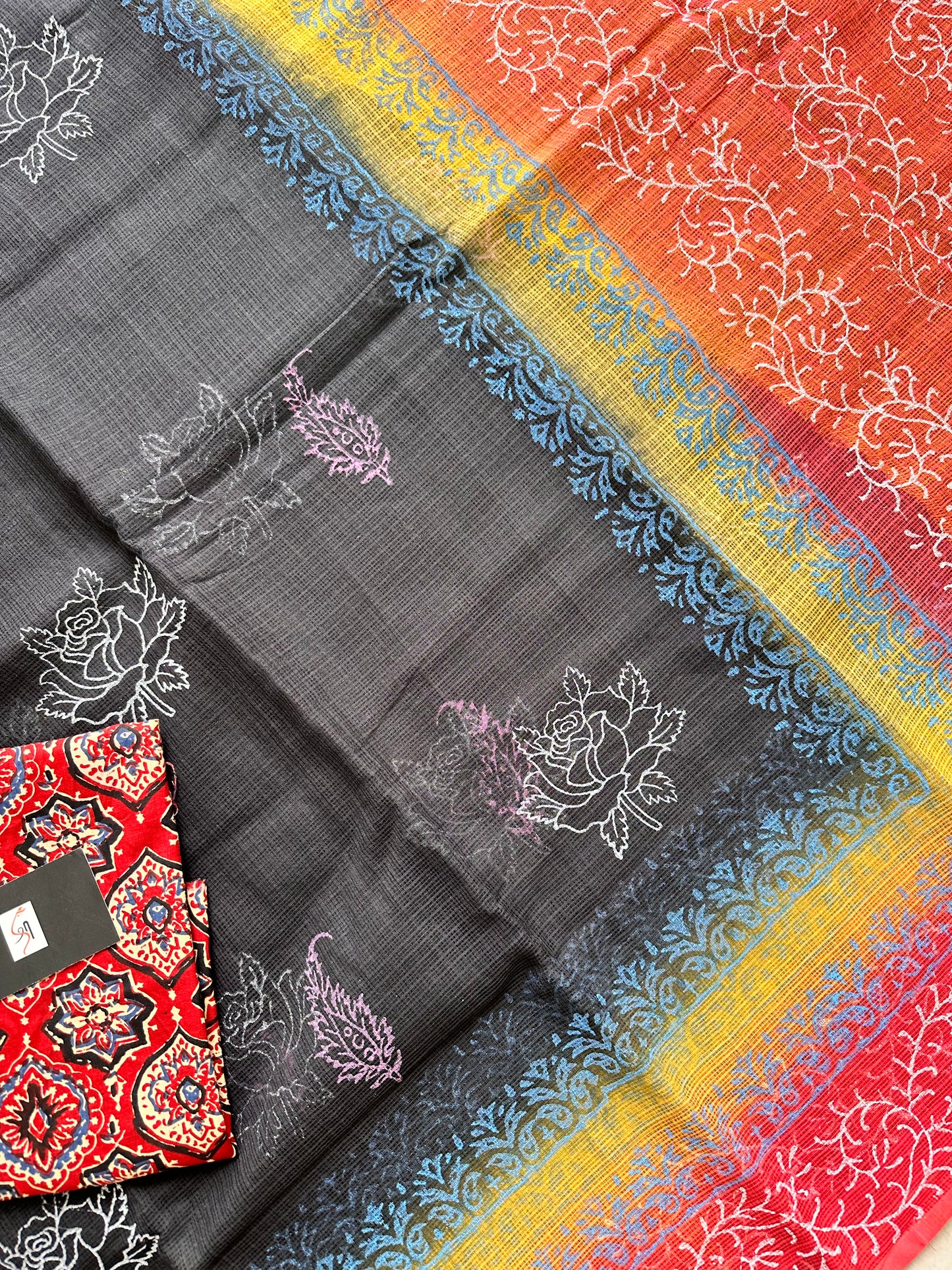 HandBlock Printed Pure Kota Cotton Doria Saree