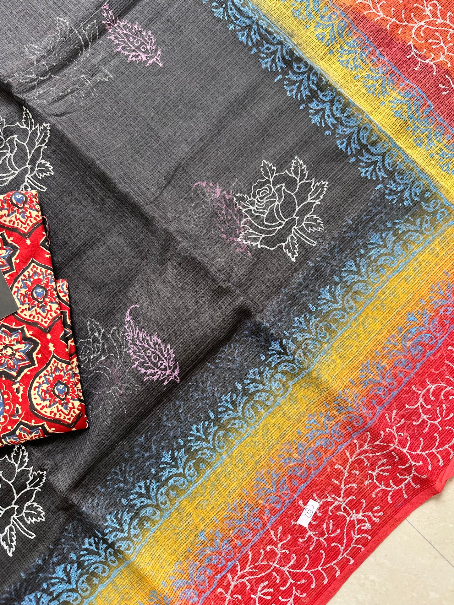 HandBlock Printed Pure Kota Cotton Doria Saree