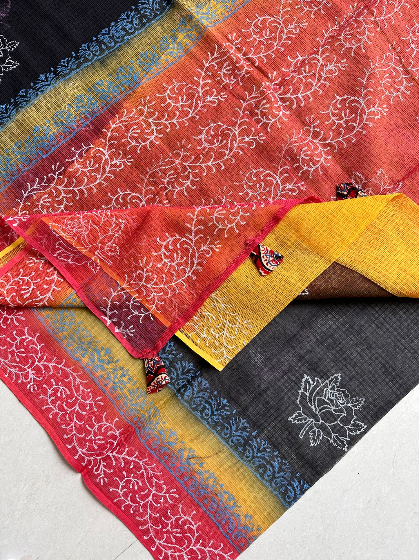 HandBlock Printed Pure Kota Cotton Doria Saree