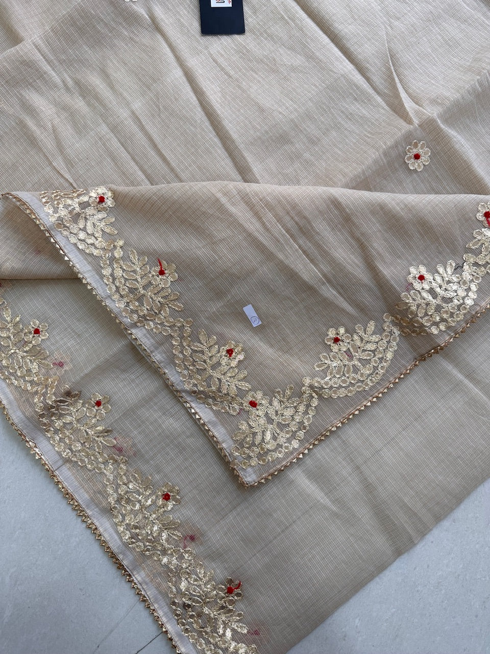 Jaipuri Gota Patti Embroidered Kota Cotton Doria Saree