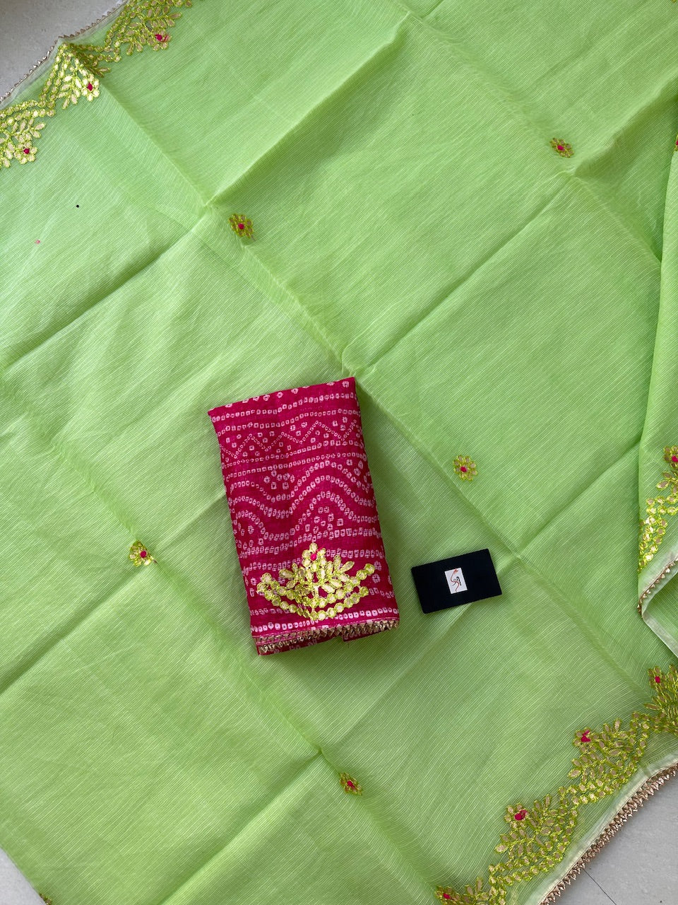 Jaipuri Gota Patti Embroidered Kota Cotton Doria Saree