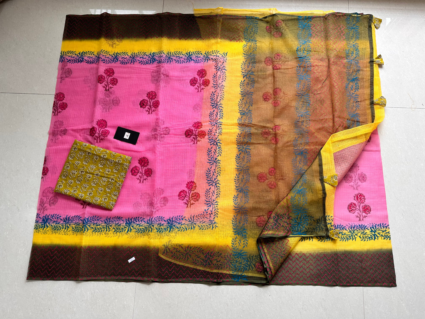 HandBlock Printed Pure Kota Cotton Doria Saree